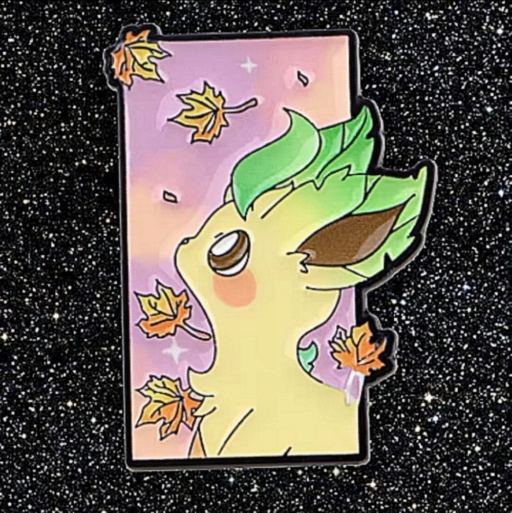 Pokemon Leafeon Enamel Pin - Green and Yellow